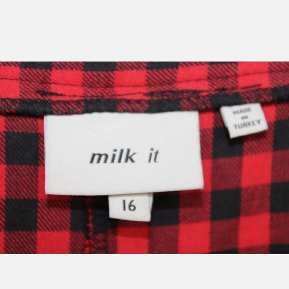 URBAN OUTFITTERS Milk It Size 16 Red Black Gingham Flares Trousers W/Buckle Belt - Picture 11 of 12